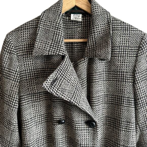 Harve Benard Vintage Wool Glen Plaid Double Breasted Belted Long Coat 10 - Picture 3 of 15